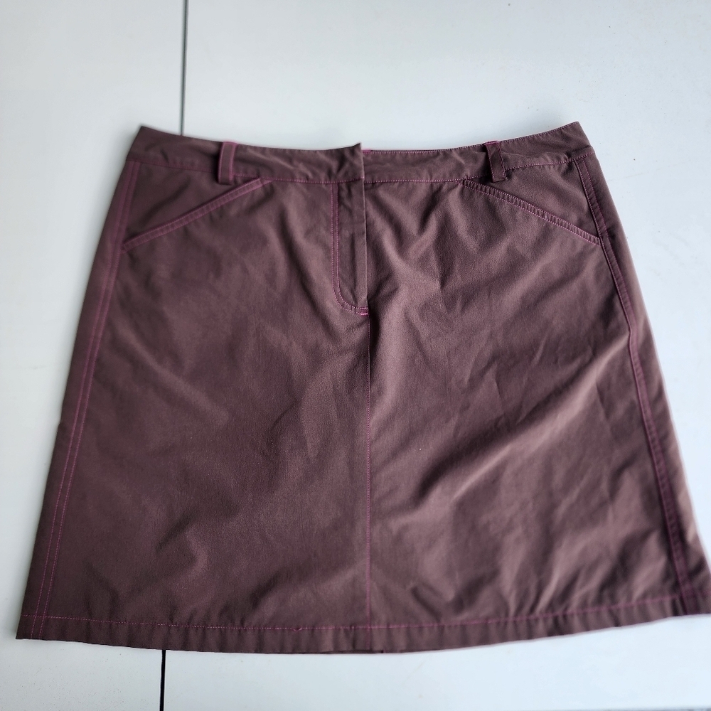 Cutter & Buck Annika Skort Women's Golf Pickleball Tennis Side Zip Brown Pink 14